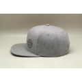 High quality heather grey wool snapback hat with leather strap